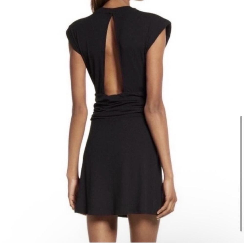 AFRM Jazlyn ruched ribbed open back mini Dress Black Small